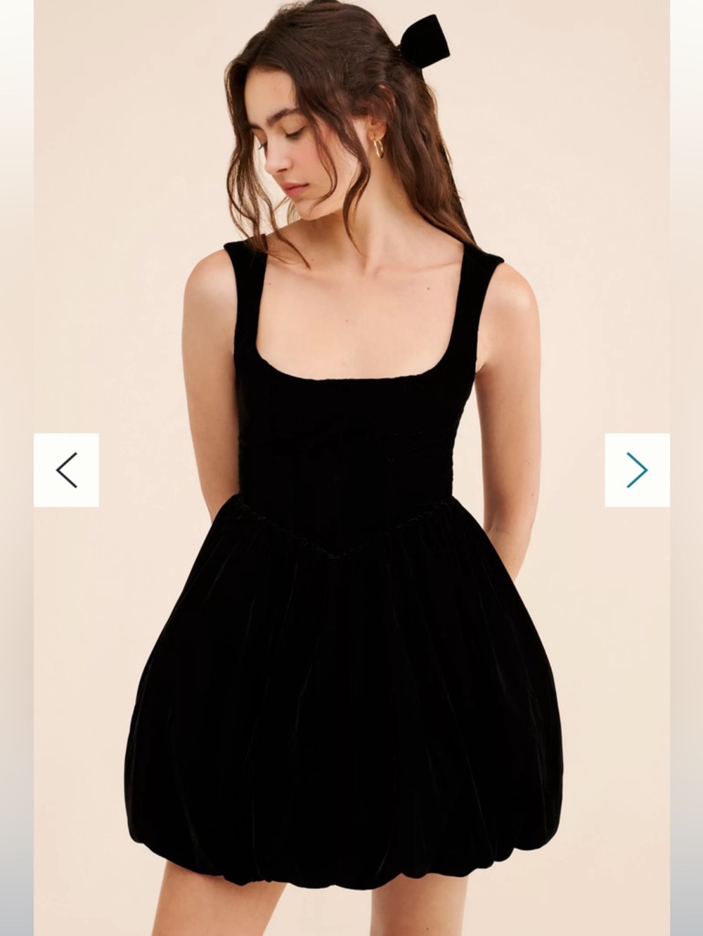 BHLDN Black Velvet Bubble Hem Mini Dress Size Small